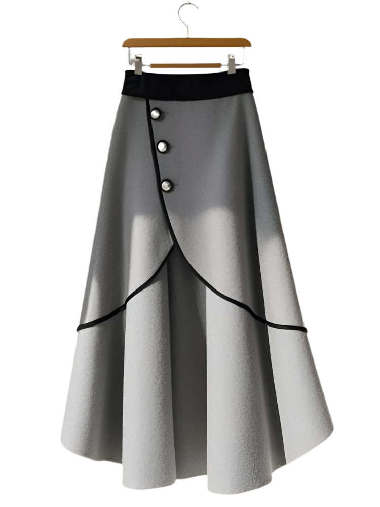Irregular Patchwork A-Line Skirt – French-Inspired Elegance