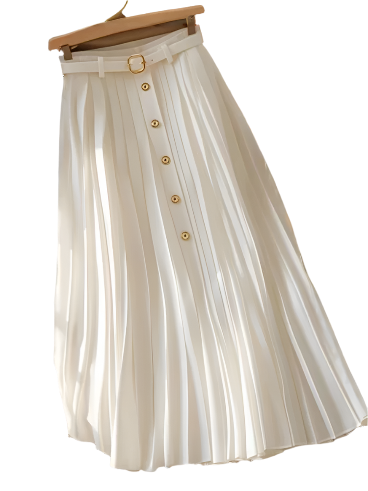 Light Luxury Pleated White A-Line Skirt – Summer Slim Fit