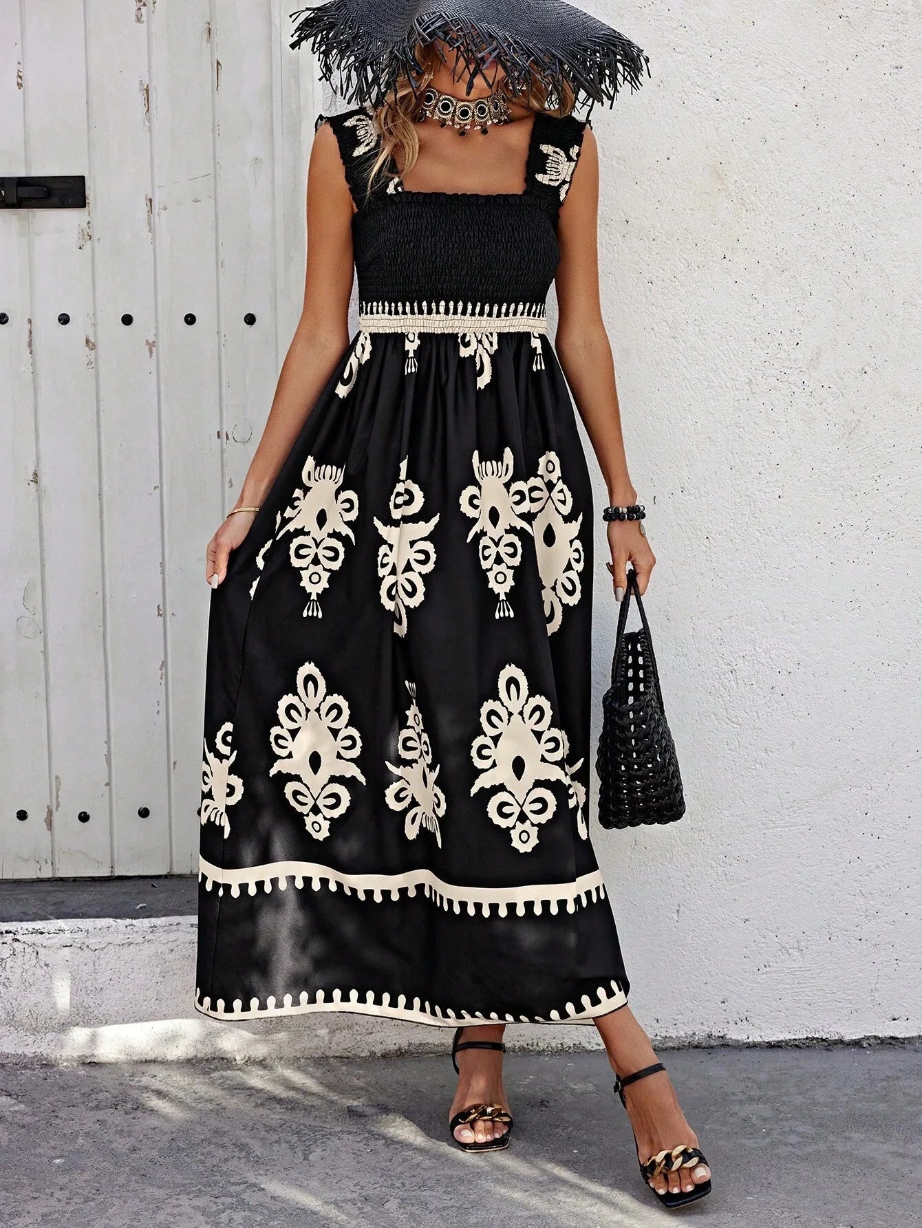 Summer Floral Spaghetti Strap Maxi Dress - Lightweight