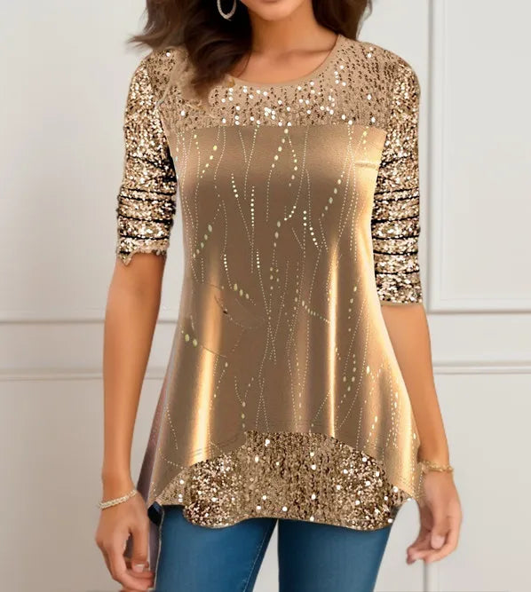 Printed Long Sleeve Tunic Shirt – Women’s Casual Fall Winter Top