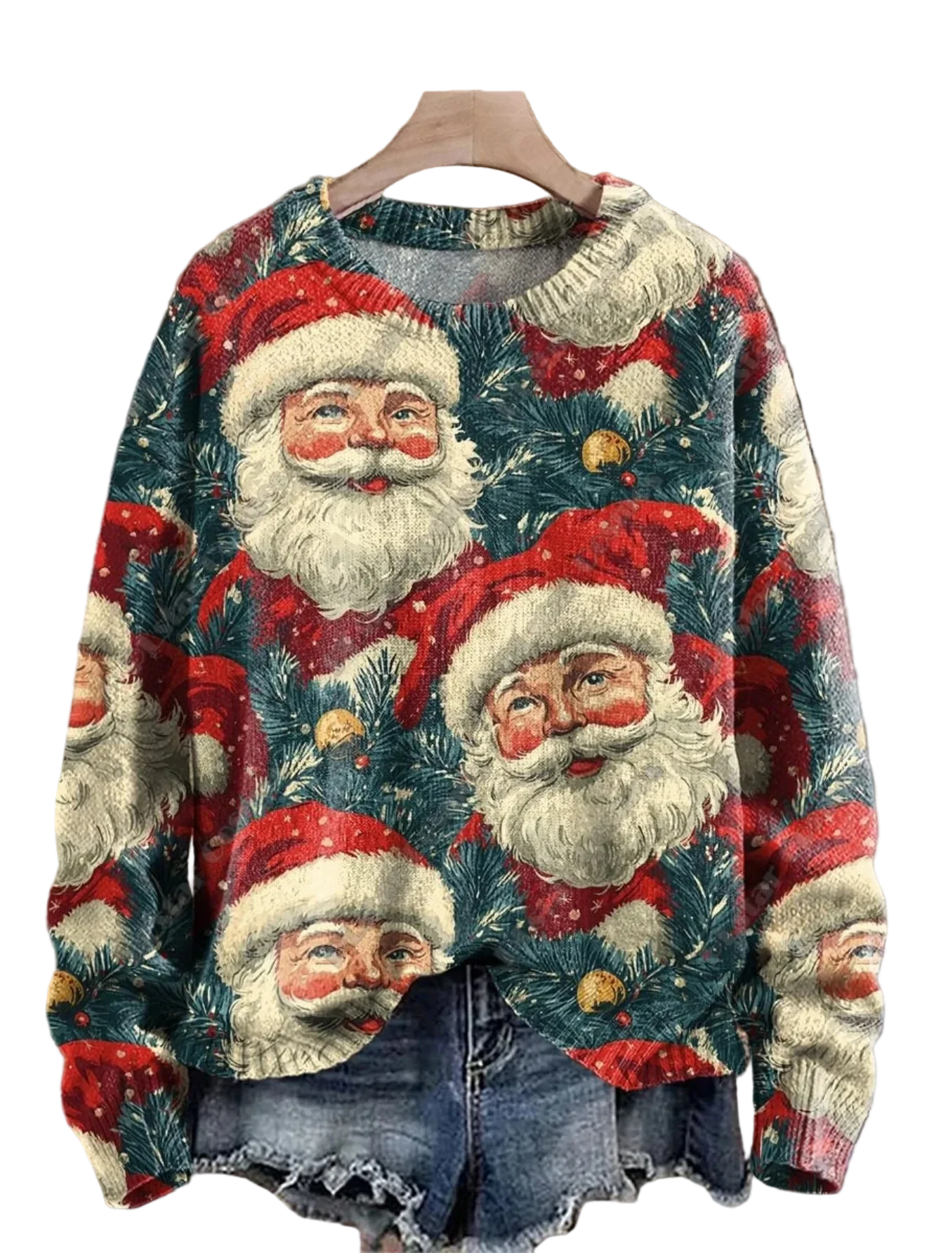 Christmas 3D Printed Knit Sweater With Santa