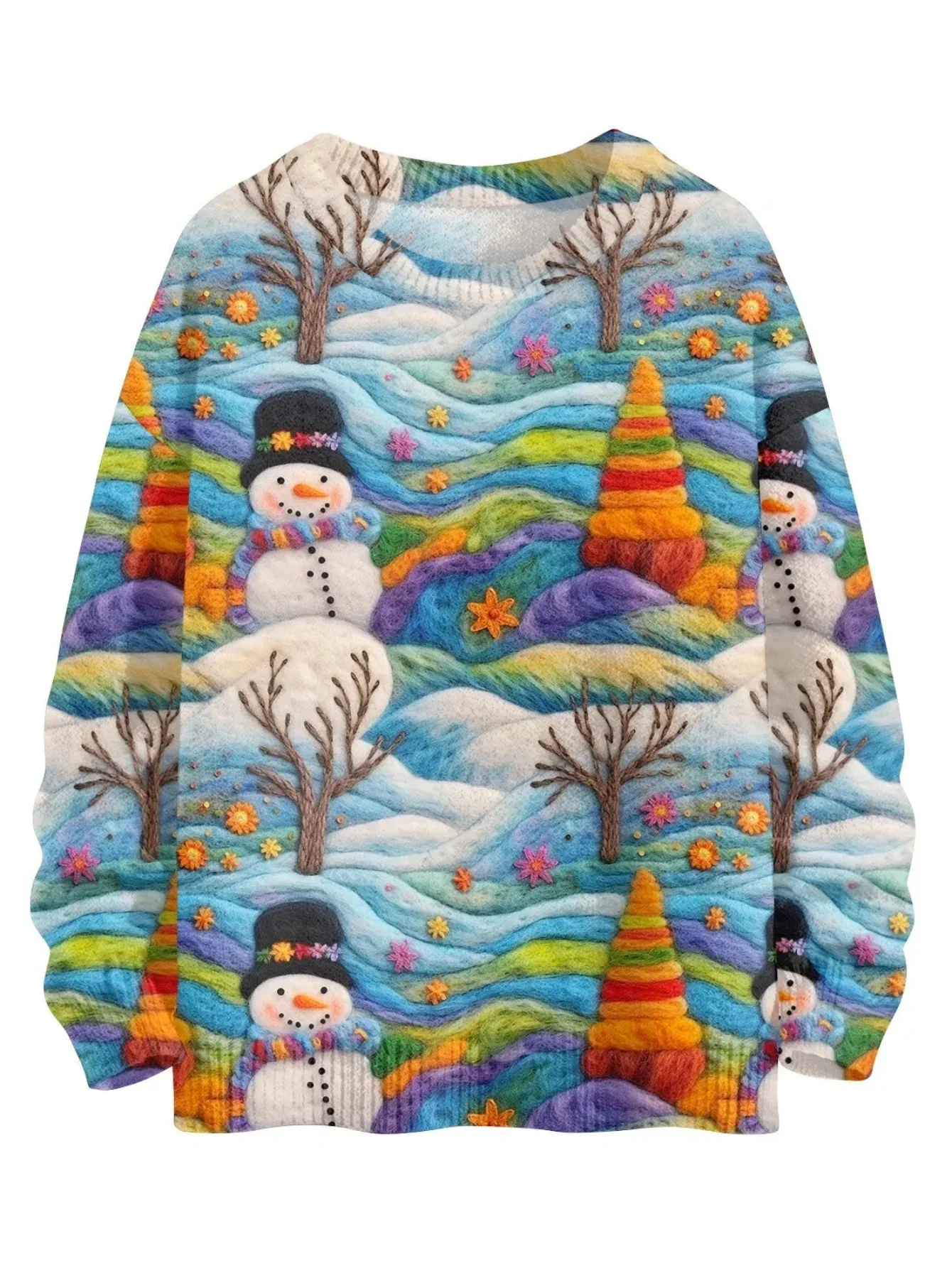 Christmas 3D Colorful Winter Wonderland Snowman Sweatshirt