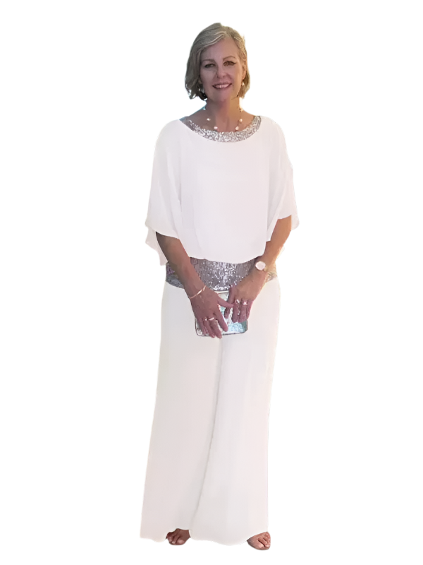 Elegant Women's Chiffon Sequin Summer Two Piece Set