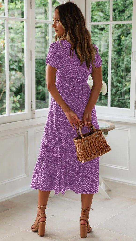 Sexy Floral Print Square Collar Midi Dress - Summer Ready