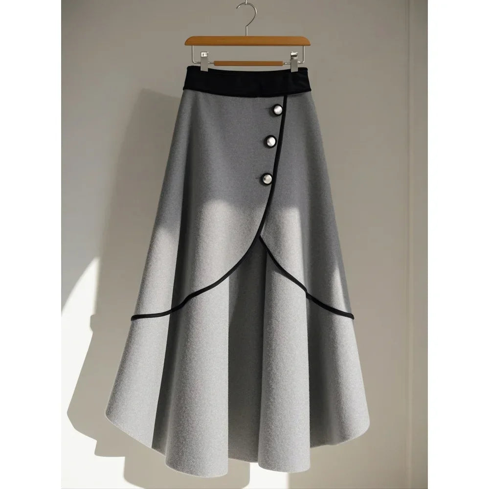 Irregular Patchwork A-Line Skirt – French-Inspired Elegance