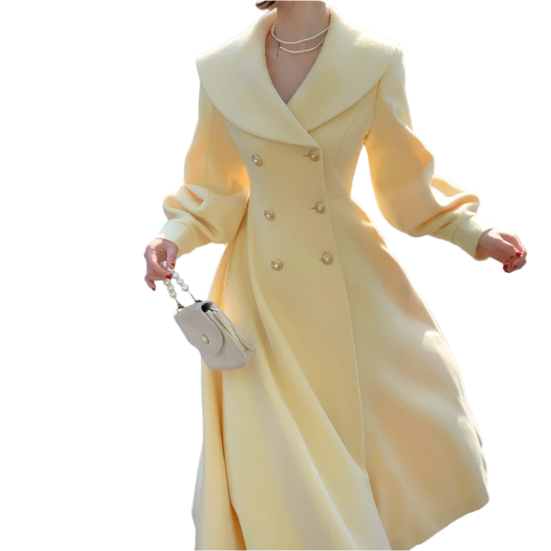 Women's Double Breasted Long Wool Coat