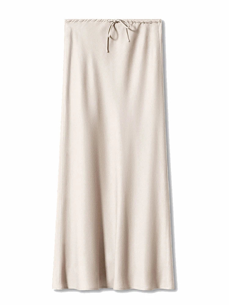 Spring Summer Straight Maxi Satin Silk Skirts