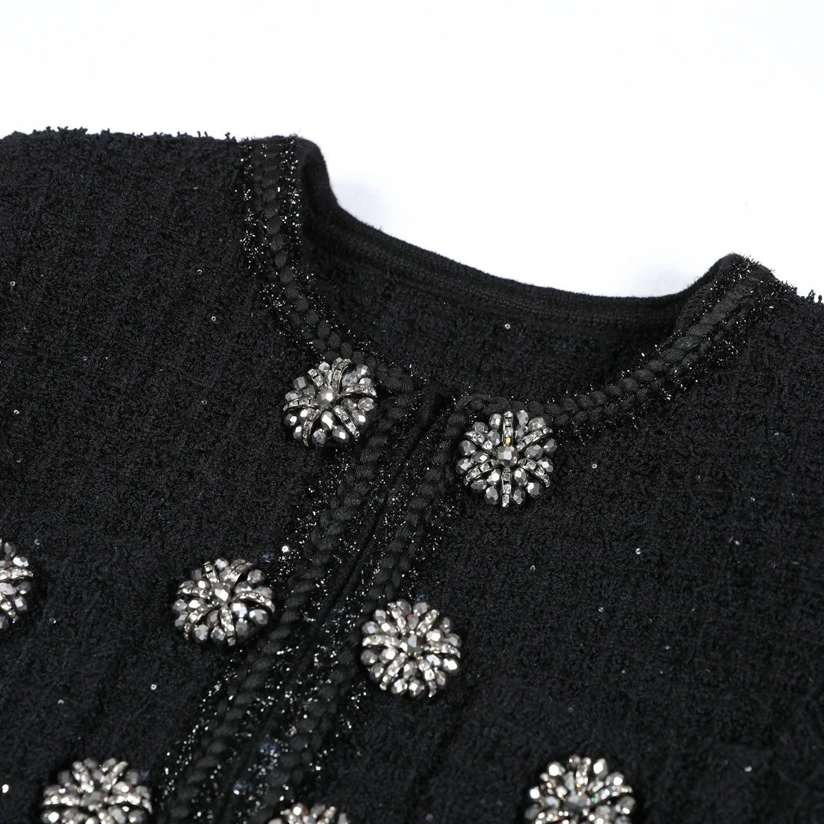Luxury Double Breasted Crystal Bead Knit Evening Dress