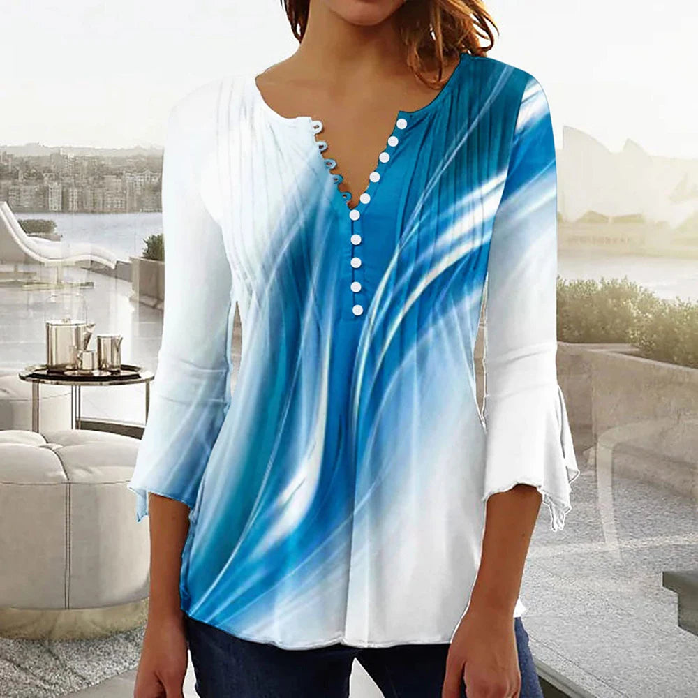 Colorful Graphic Pullover – Women’s Short Sleeve Summer Shirt
