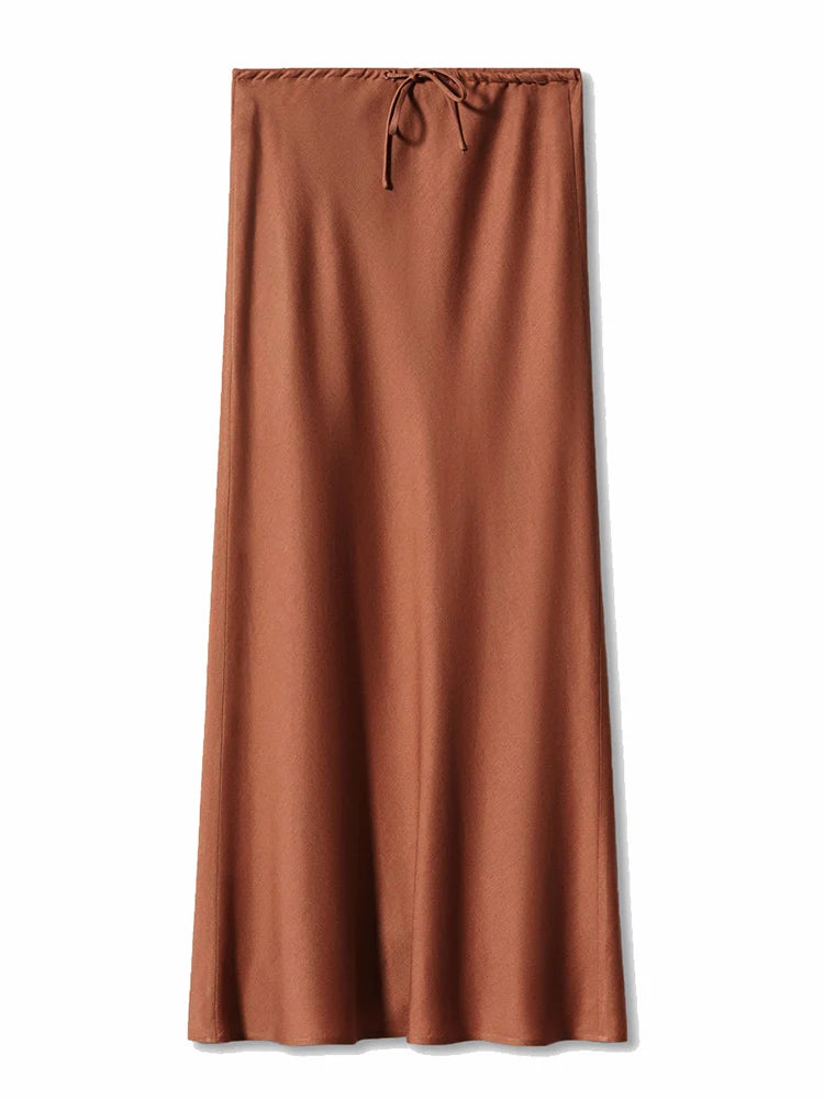 Spring Summer Straight Maxi Satin Silk Skirts