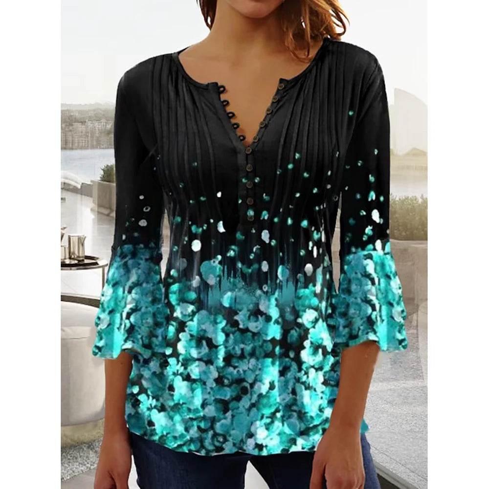 Women’s V-Neck Summer Shirt – Casual Streetwear Top