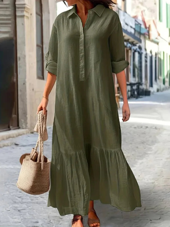 Casual Long Sleeve Dress for Women - Elegant Office Shirt