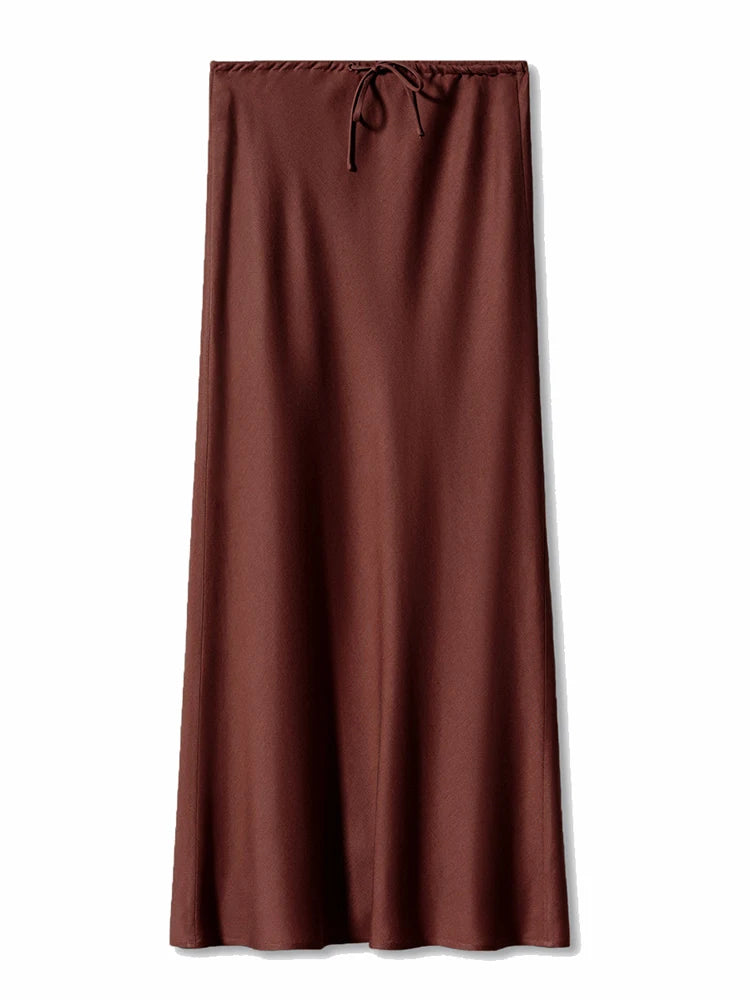 Spring Summer Straight Maxi Satin Silk Skirts