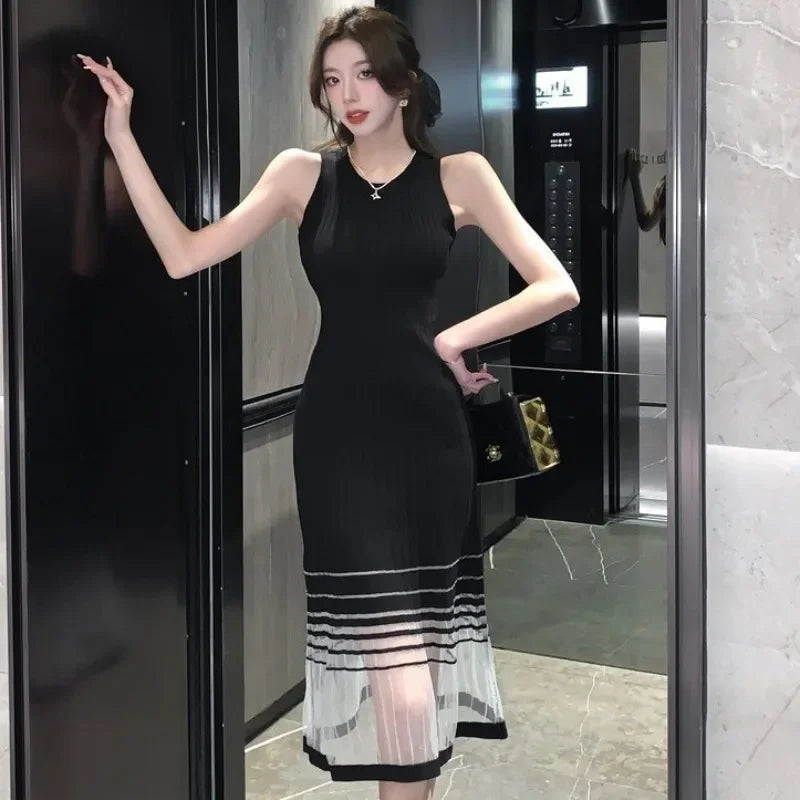 Black Midi Dress For Women Sleek Party Evening Wear