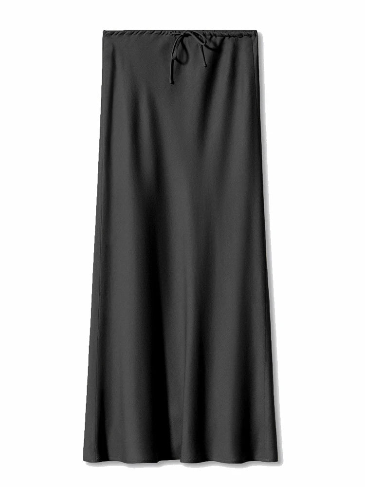 Spring Summer Straight Maxi Satin Silk Skirts