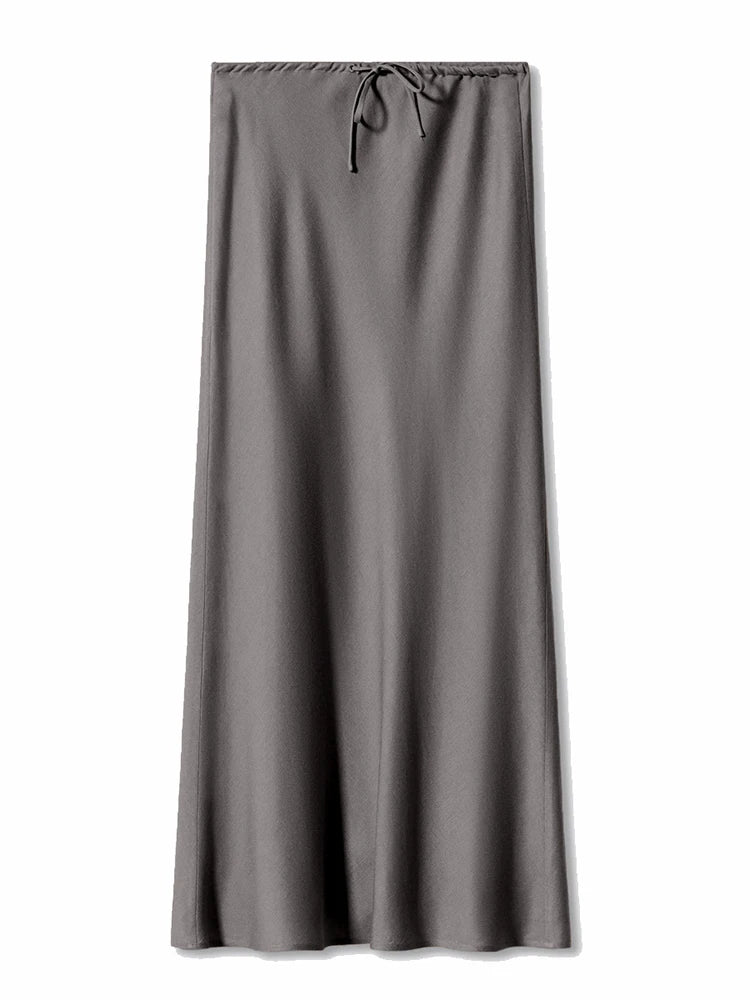 Spring Summer Straight Maxi Satin Silk Skirts