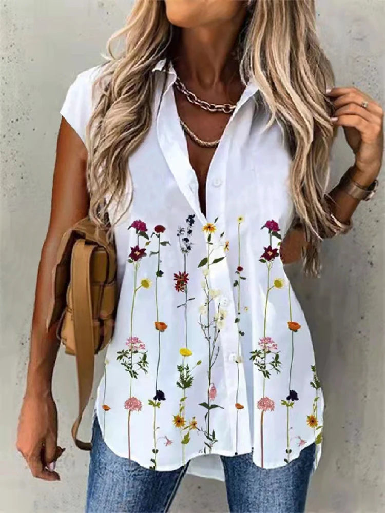 Short Sleeve Print Cardigan – Women’s Loose Fit Summer Shirt