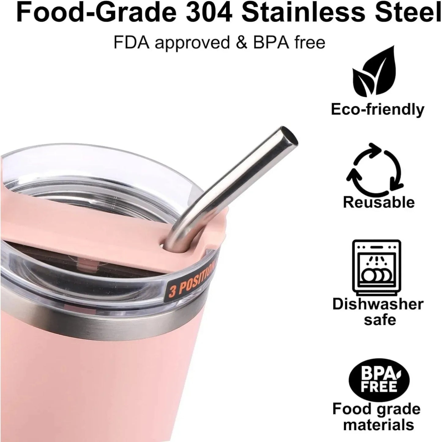 Stainless Steel Straws with Cleaning Brush for 40oz Tumbler