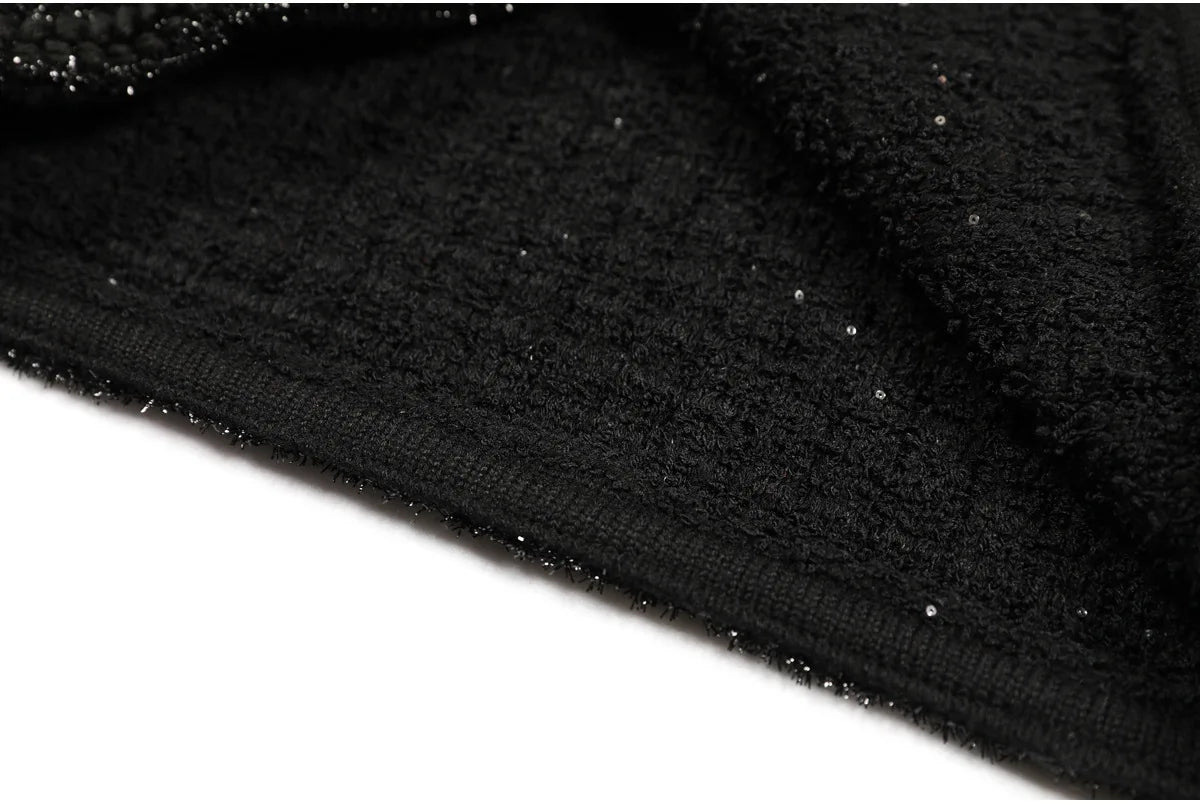Luxury Double Breasted Crystal Bead Knit Evening Dress