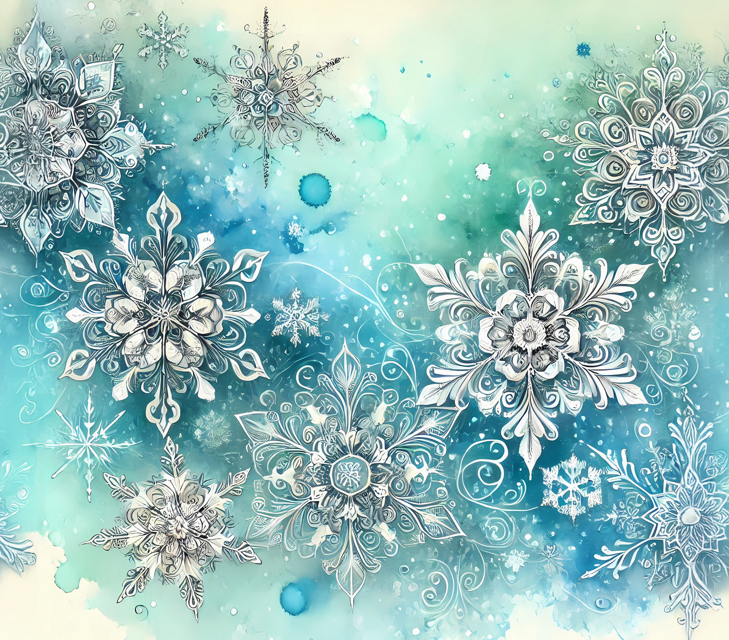 Teal Blue Silver Snowflakes | 40 oz Tumblers