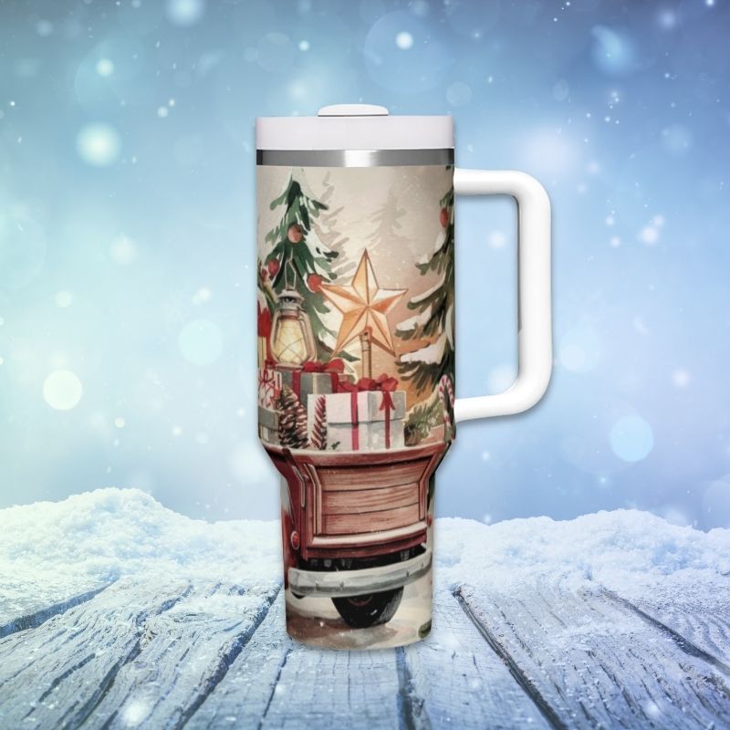 Vintage Red Christmas Truck | 40 oz Tumbler