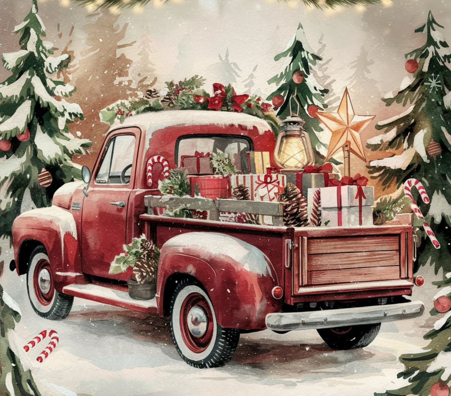 Vintage Red Christmas Truck | 40 oz Tumbler