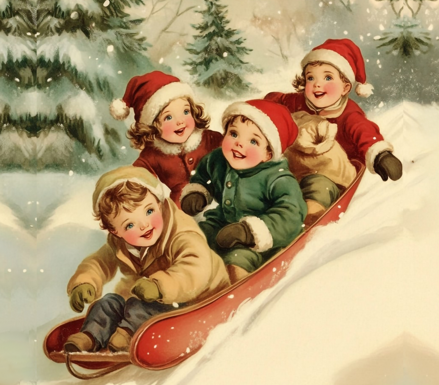 Vintage Snow Sledding Scene | 40 oz Tumbler