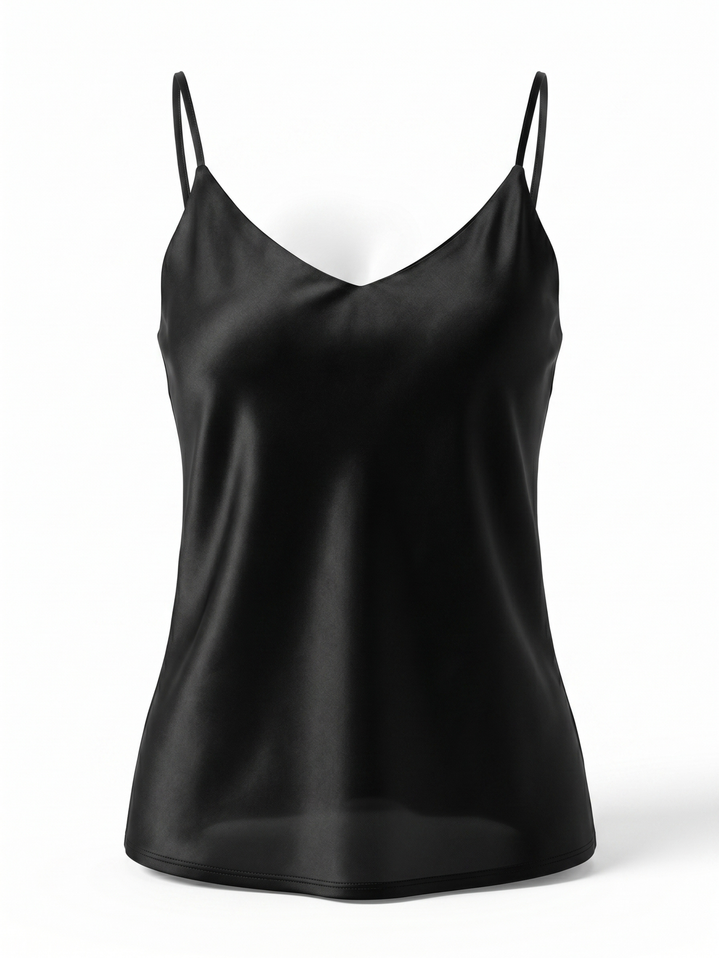 Black Spaghetti Strap Satin Tank Top