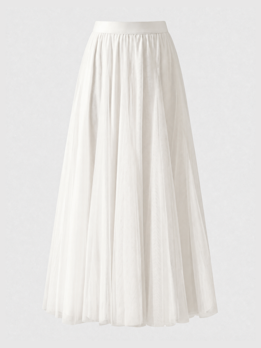 White Mesh Elastic Tutu Skirt