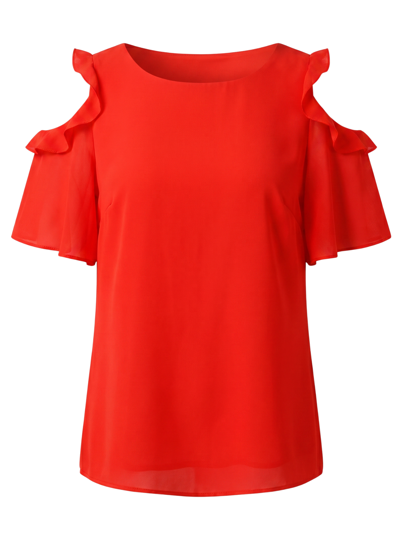 Red Off Shoulder Chiffon Blouse