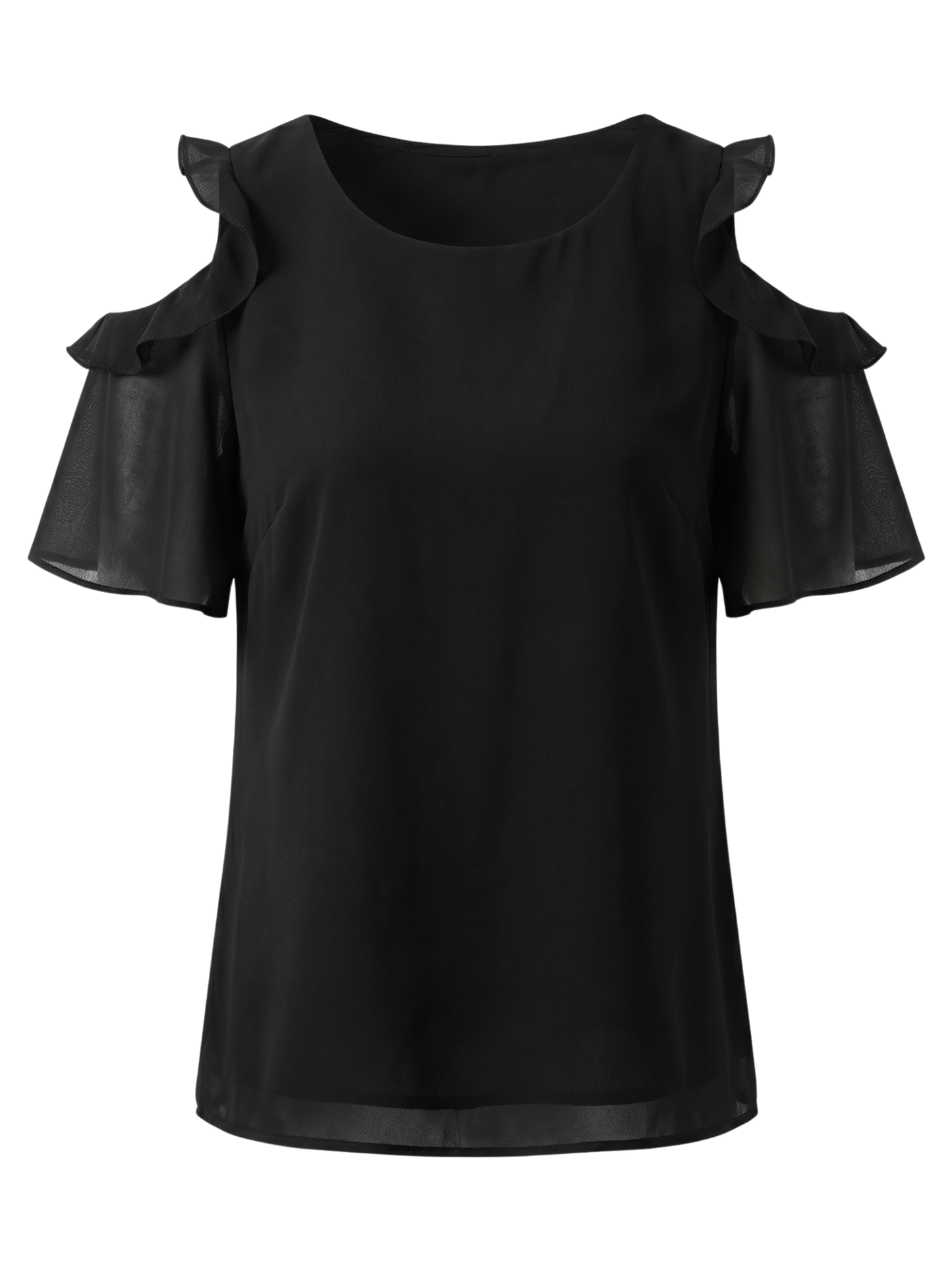 Black Off Shoulder Chiffon Blouse
