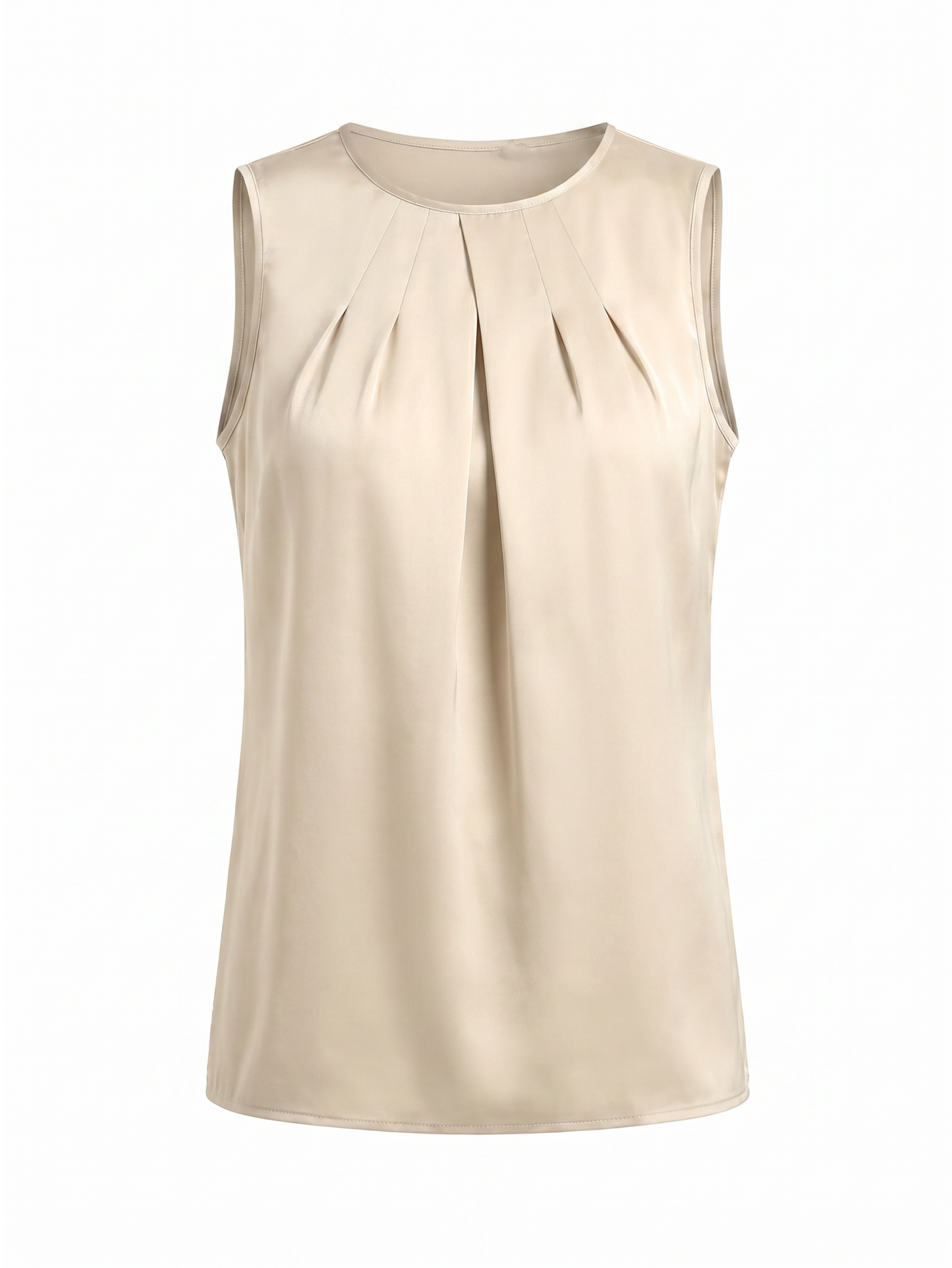 Champagne O Neck Tank Sleeveless Polyester broadcloth Top