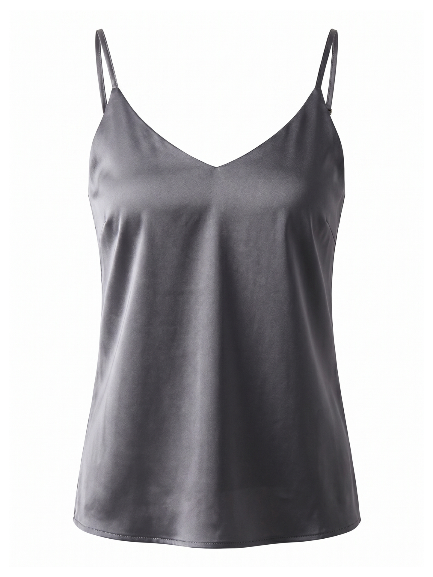 Gray Spaghetti Strap Satin Tank Top