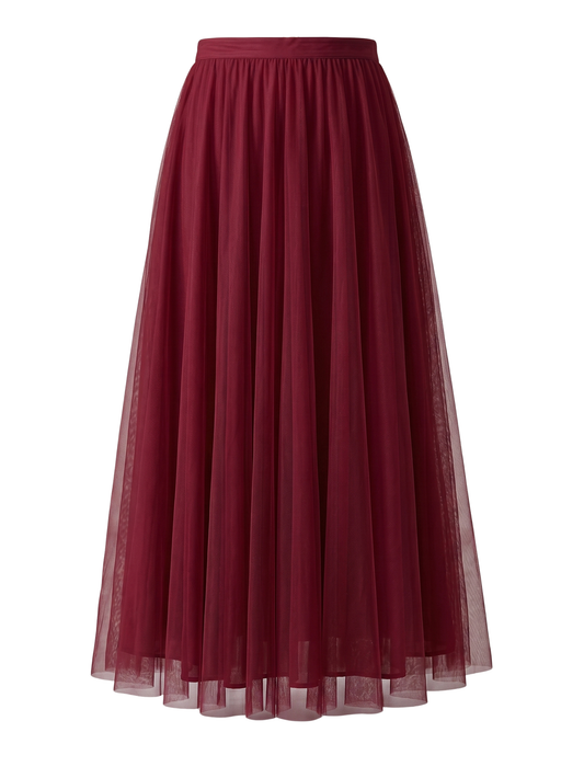 Wine Red Mesh Tutu Skirt
