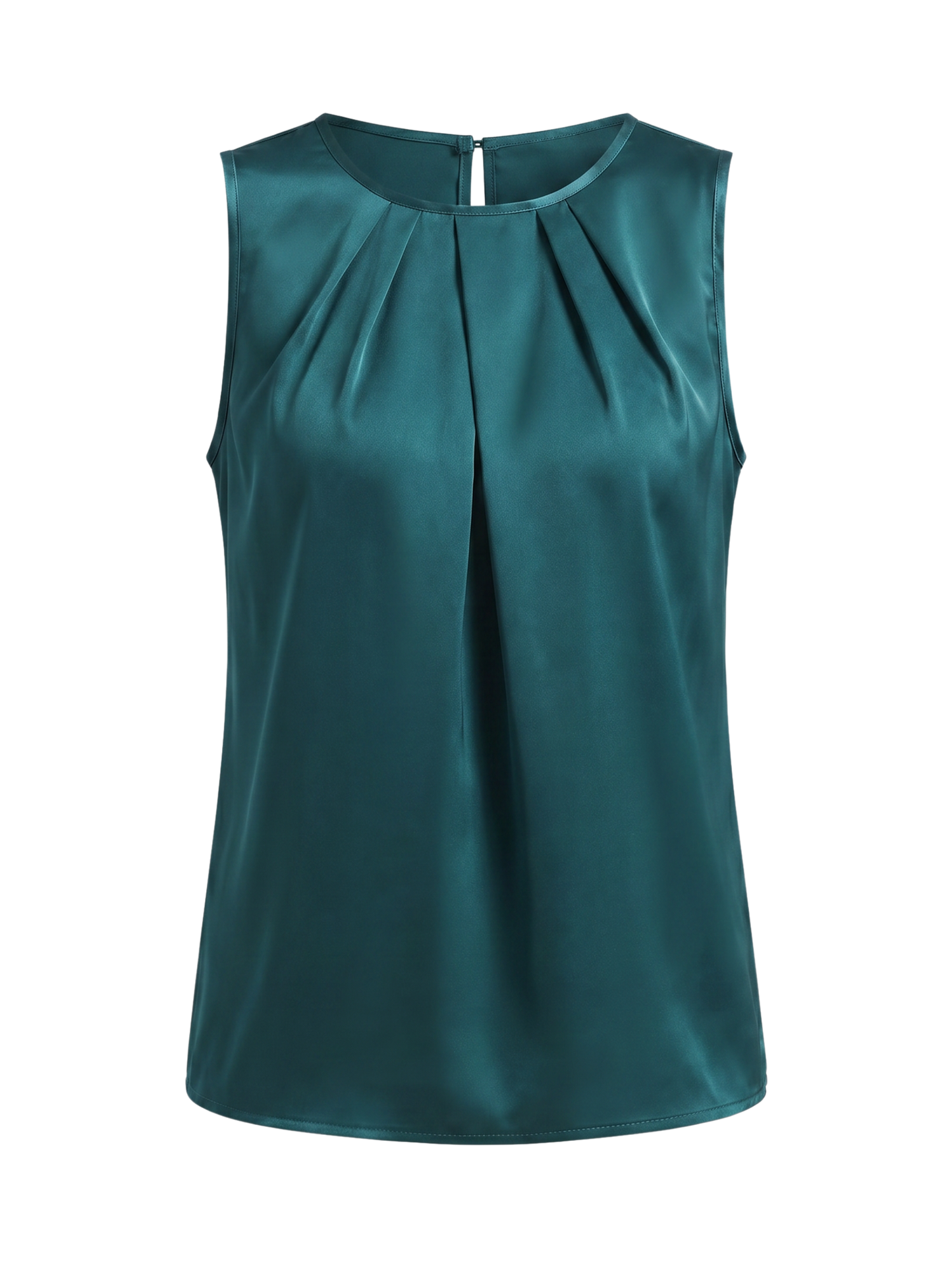 Dark Green Summer O Neck Sleeveless Polyester Broadcloth Top