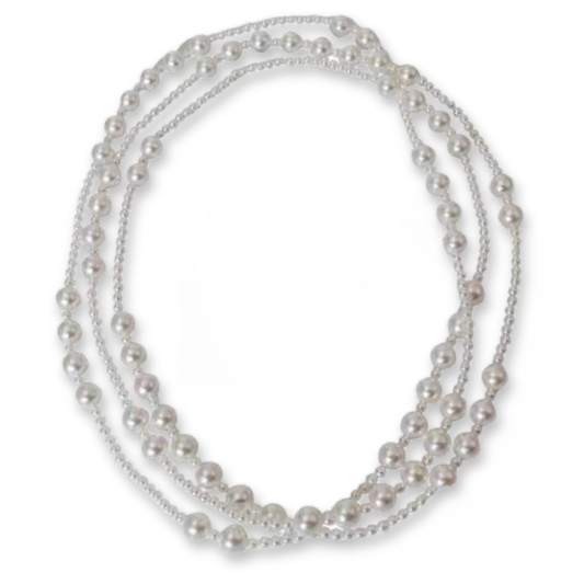 Vintage Long Multi Layer Pearl Necklace Delicate
