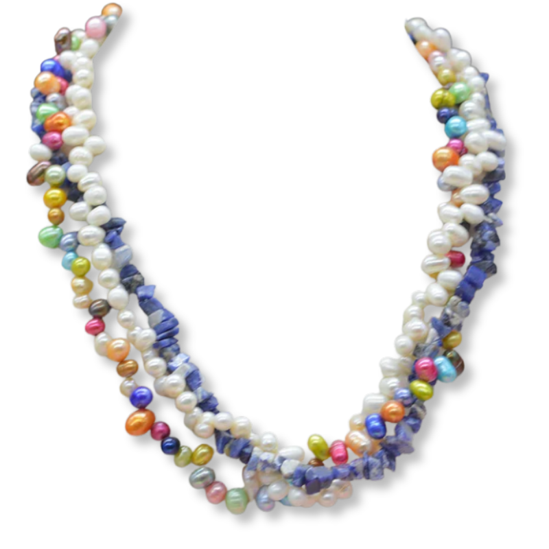 Baroque Pearl Necklace With Semi Precious Stones