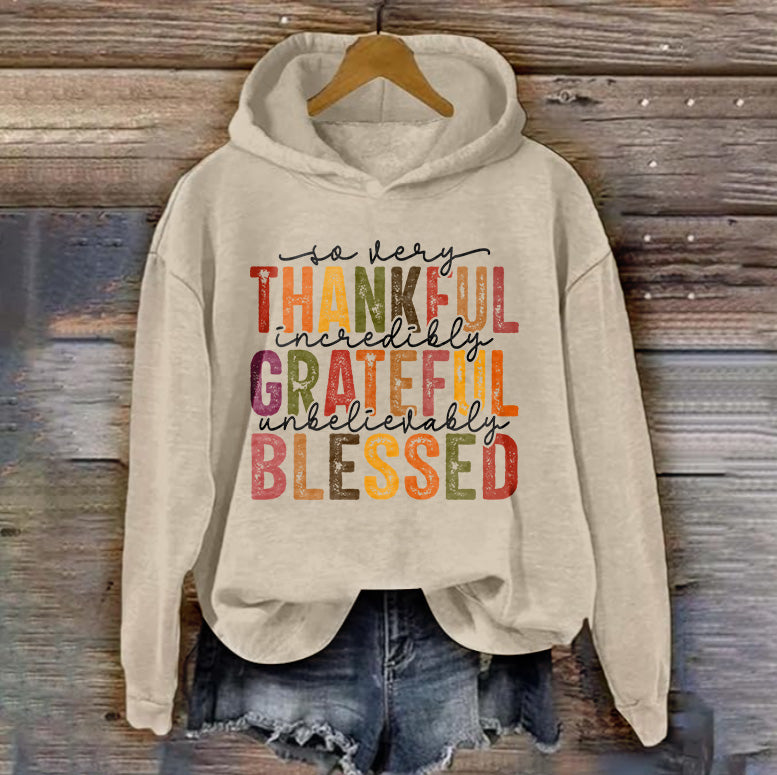 THANKFUL GRATEFUL BLESSED | Women's Thanksgiving Hoodie