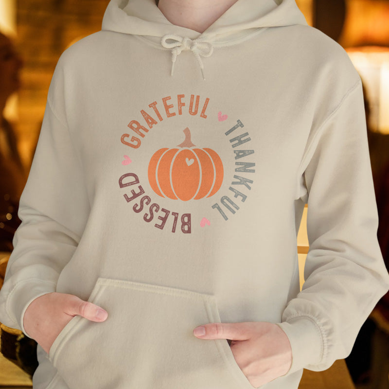 GRATEFUL THANKFUL BLESSED | Women's Thanksgiving Hoodie