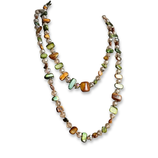 Green Mother Of Pearl Beaded Necklace
