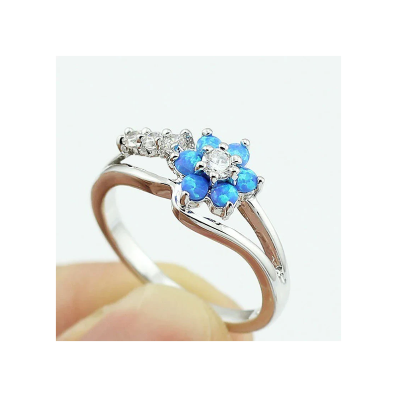 Sky Blue Flower Ring