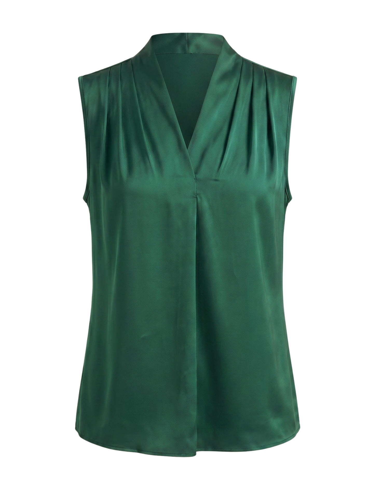 Green Sleek Modern Satin Sleeveless Blouse