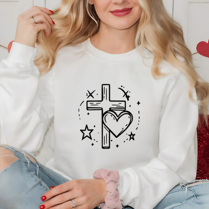 LOVED Cross Heart | Women Christian Valentine Sweatshirt