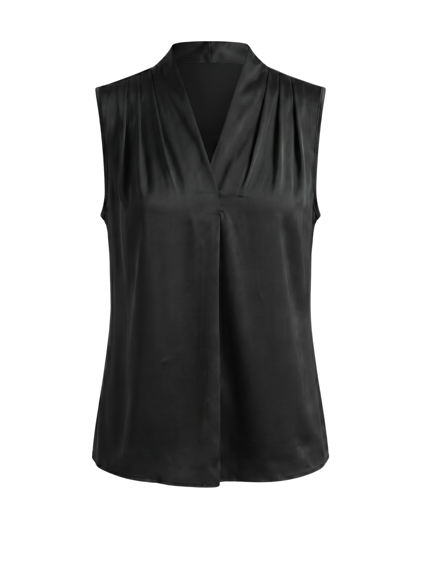 Black Sleek Modern Satin Sleeveless Blouse