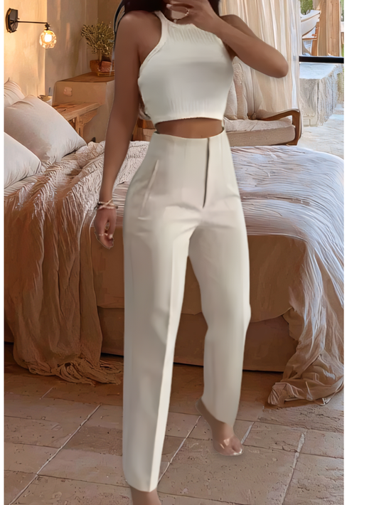 High Waist Pencil Trousers For Womens Office Wear in Beige, White & Khaki