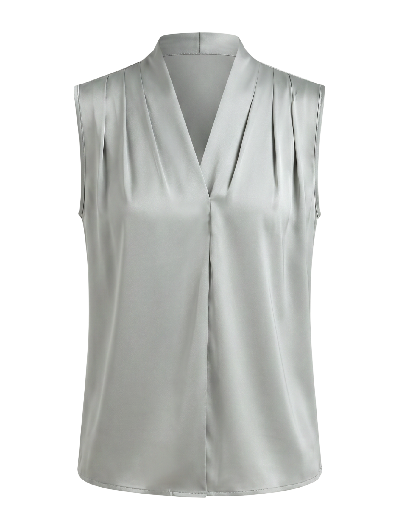 Light Gray Sleek Modern Satin Sleeveless Blouse
