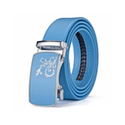 Sky Blue Automatic Buckle Belt With Flower Swirl