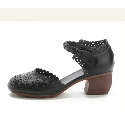 Genuine Leather Flat Sandals – Handmade Flower Summer Shoes