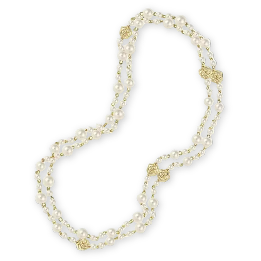 Double Layer Camellia Pearl Flower Necklace