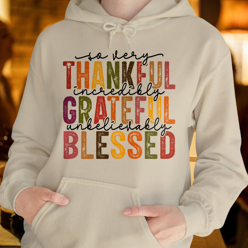 THANKFUL GRATEFUL BLESSED | Women's Thanksgiving Hoodie